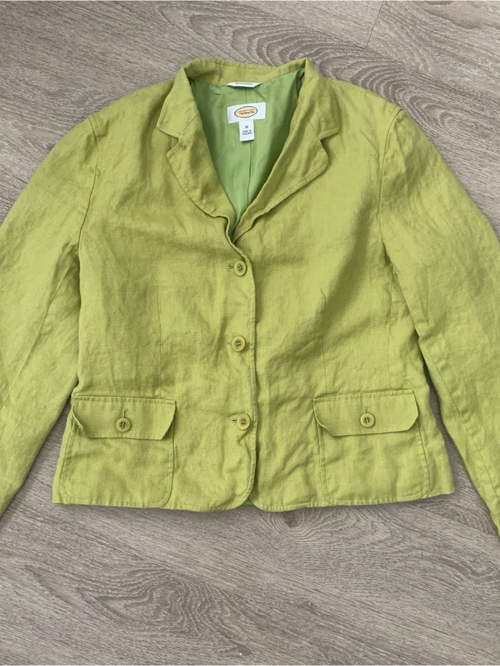 Talbots Irish Linen Green Blazer Jacket Size 10